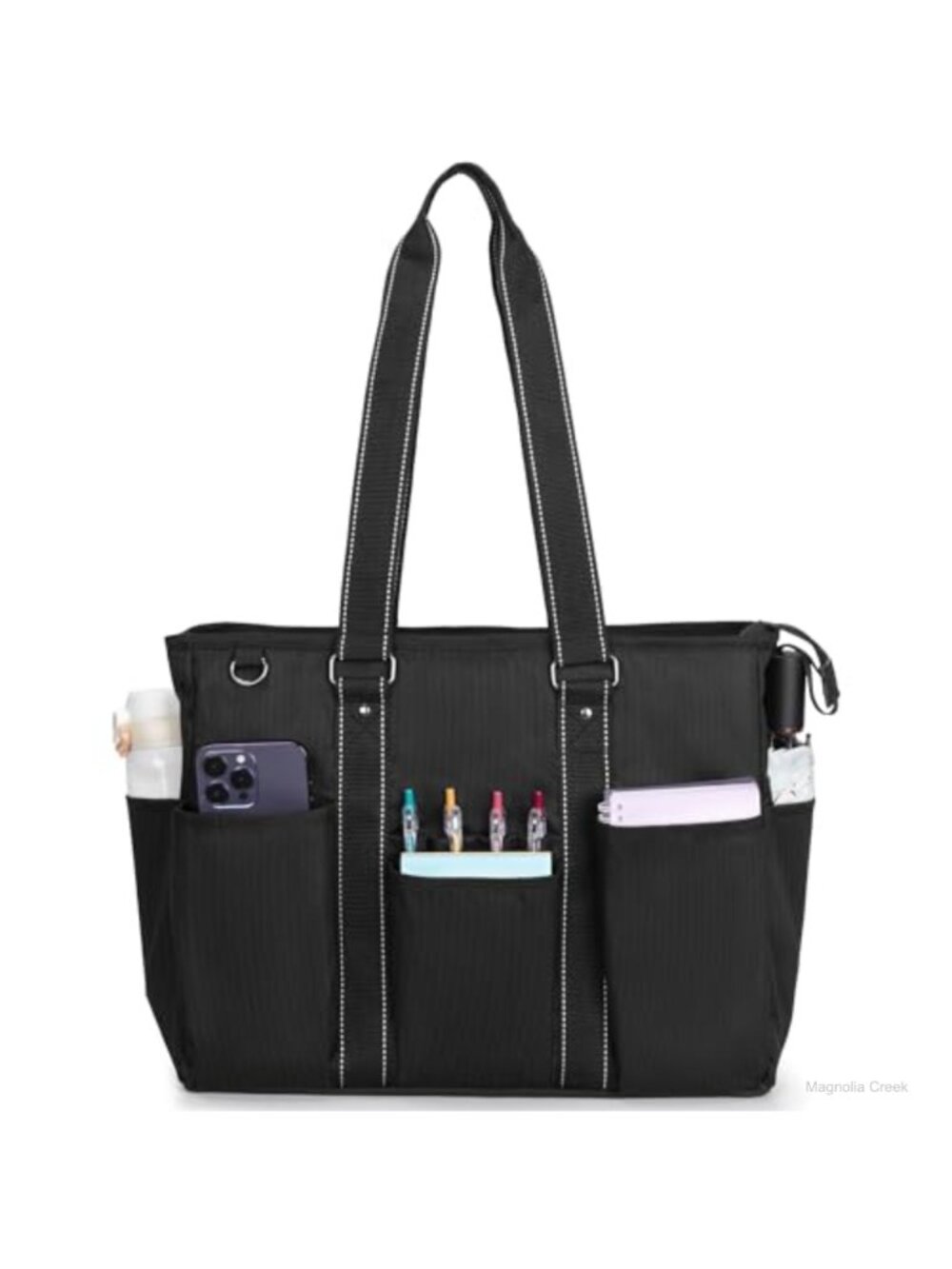 Damero Nylon Teacher Tote Bag Padded 15.6" Laptop Sleeve Work Utility Carryall